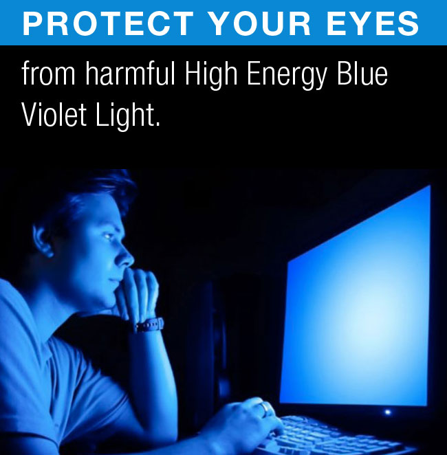 Blue Light Defense protects the eye from harmful High Energy Violet (HEV) light.